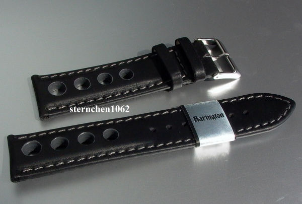 Barington * Lederband für Uhren * Uhrenarmband * Racing * schwarz/grau * 22 mm