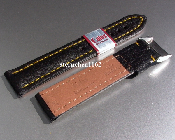 Eulux * Leather watch strap * Imperator * black-yellow * Handmade * 24 mm