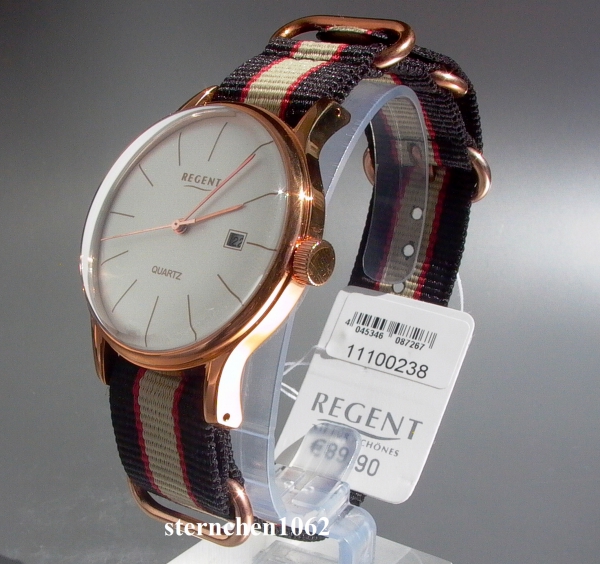Regent * Stainless steel rosé nylon ribbon * 11100238 * Men's watch *