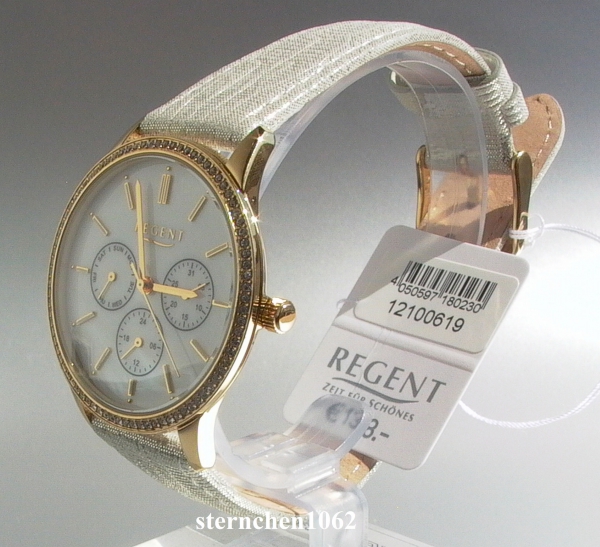 Regent * Stainless Steel gold-painted * Zirconia * Chronograph * 12100619 * Ladies watch *