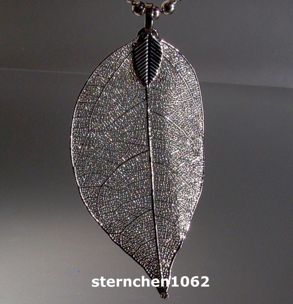 Flower Child Pendant * stainless steel IP grey * leaf * Size S