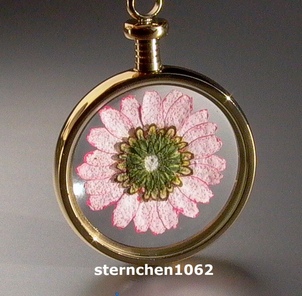 Flower Child Pendant * stainless Steel IP gold * pink flower *