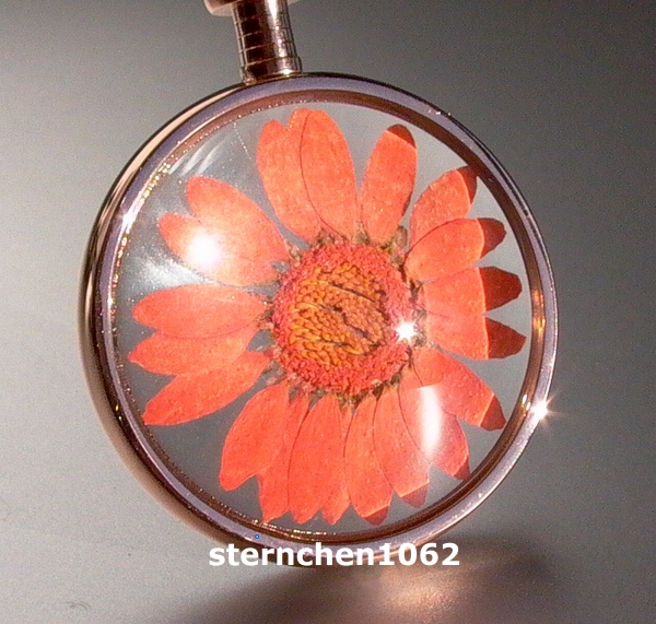 Flower Child Pendant * Steel IP Rose * orange flower *