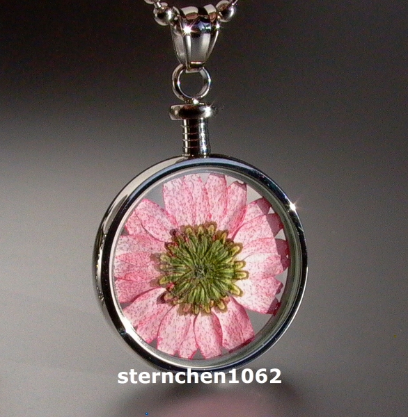 Flower Child Pendant * stainless Steel * pink flower *