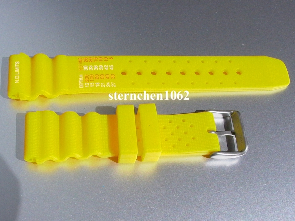 Eulit * Kunstoff Uhrenarmband für Uhren * Diver * Taucherskala * gelb * 20 mm