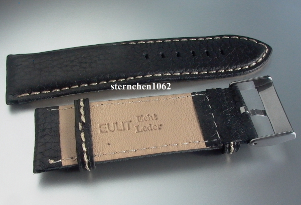 Eulit * Leather watch strap * Imola * black * 30 mm XL