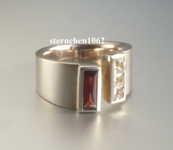Unique * Ring * 925 Silver * Garnet * Topaz