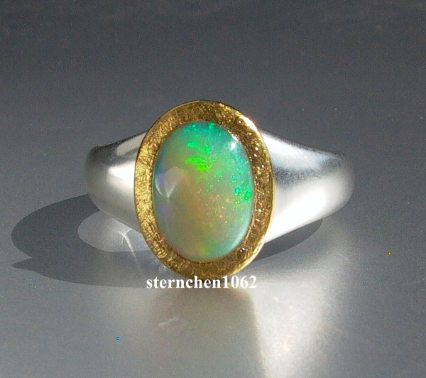 Einzelstück * Ring * 925 Silber * 24 ct Gold * Opal