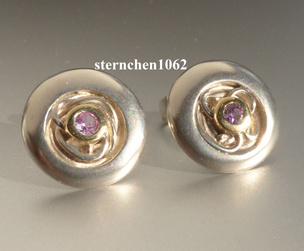 Earring * 925 Silver * 750 Gold * pink Sapphires