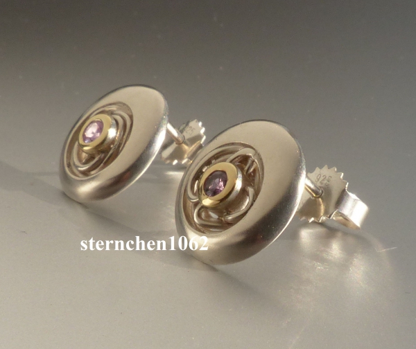 Earring * 925 Silver * 750 Gold * pink Sapphires