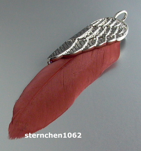 Dreamfeather Pendant * stainless steel * brown feather * 7,5 cm