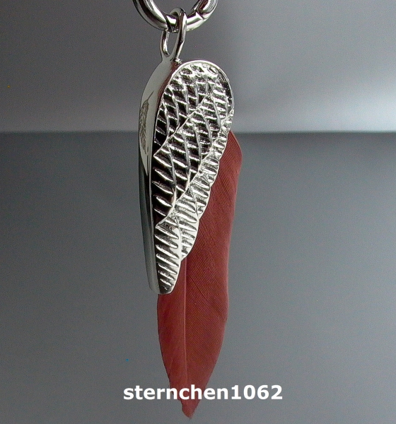 Dreamfeather Pendant * stainless steel * brown feather * 7,5 cm