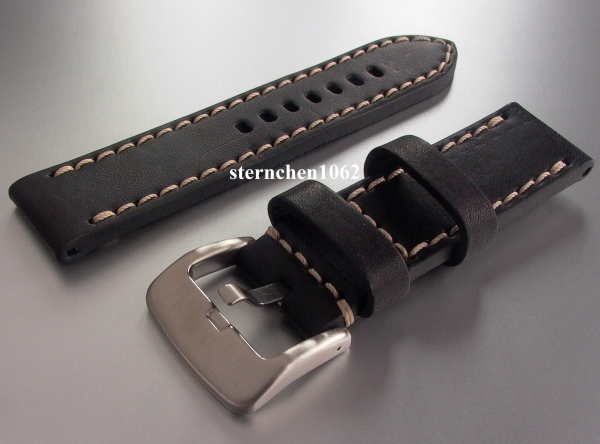 Barington * Leather watch strap * Aeronautica * black * 26 mm