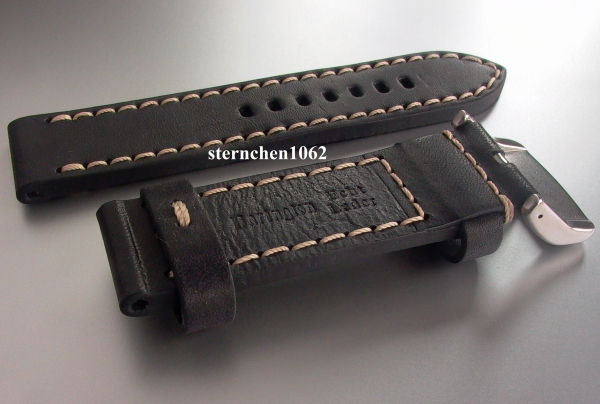 Barington * Lederband für Uhren * Uhrenarmband * Aeronautica * schwarz * 22 mm