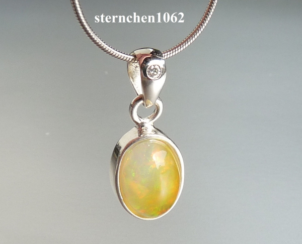 Halskette * Kette mit Opal - Brillant Anhänger * 925 Silber
