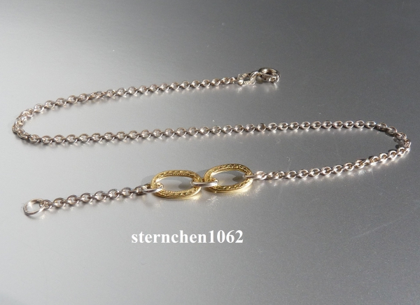 Fußkette * 925 Silber * mit Zwichenteil gold plattiert  * 25 cm