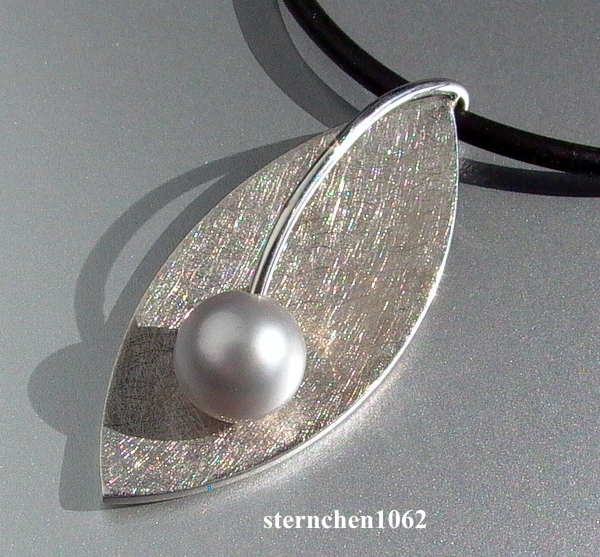 be belle * Rubber - Necklace with Pendant * Pearl * 925 Silver
