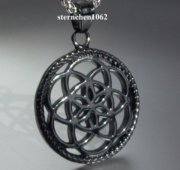 Dreamcatcher Pendant * Steel black ion plating * Flower * 3,5 cm