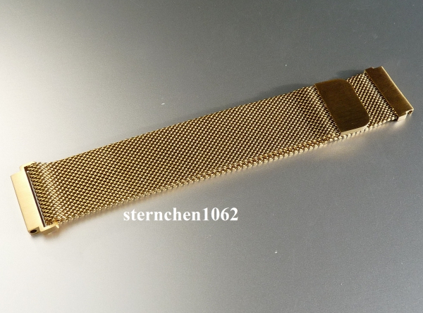 Eulit * Edelstahlband für Uhren gold * Uhrenarmband * Milanaise * Magnetverschluss * 20 mm