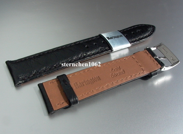 Barington * Lederband für Uhren * Uhrenarmband * Farmenstrauss * schwarz * 18 mm