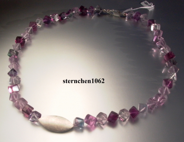 Gemstone Necklaces * Fluorit * 925 Silvere * 43 cm