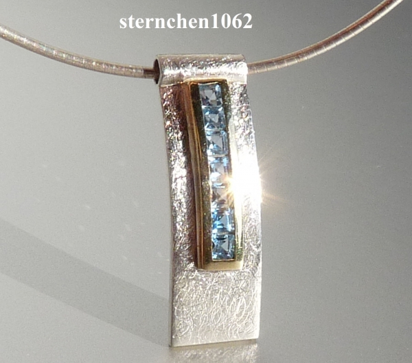 Necklace with topaz * 925 Silver * 750 gold