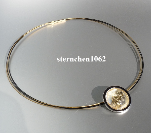 Neck Ripe with Rock Crystal  - pendant * steel * 925 silver * gold plated