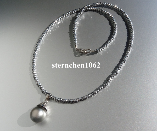 Hematite Necklace with Tahiti Pearl