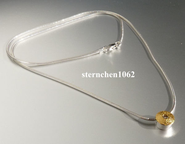 Necklace with brillant pendant * 925 Silver * 24 ct gold *