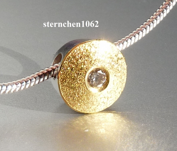 Necklace with brillant pendant * 925 Silver * 24 ct gold *