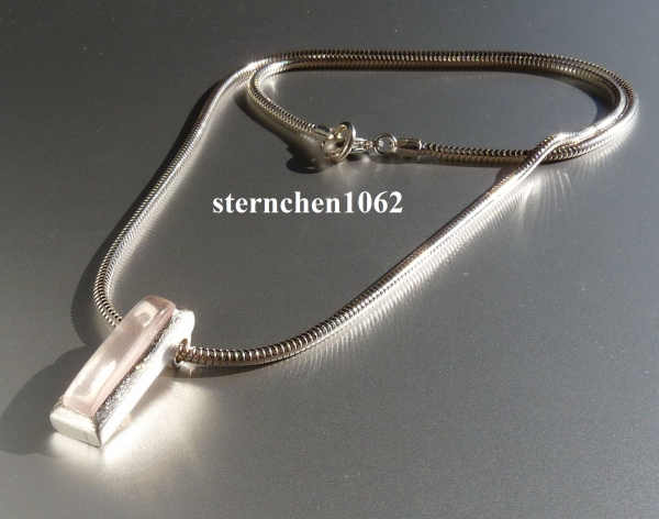 Einzelstück * Halskette mit Rosenquarz - Anhänger * 925 Silber *