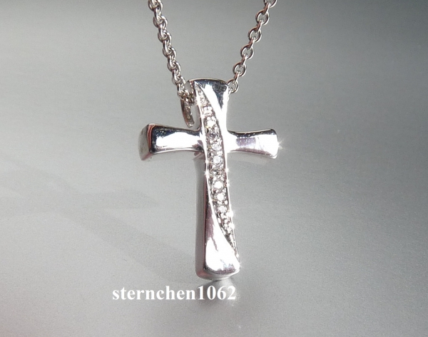 Necklace with crucifix pendant * 585 white gold * Brilliant