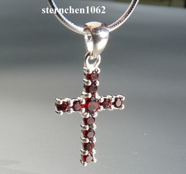 Necklace with Crucifix pendant * 925 silver * Garnet