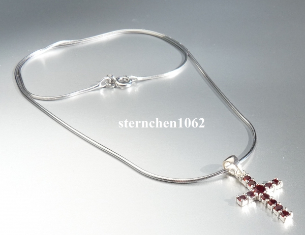 Necklace with Crucifix pendant * 925 silver * Garnet