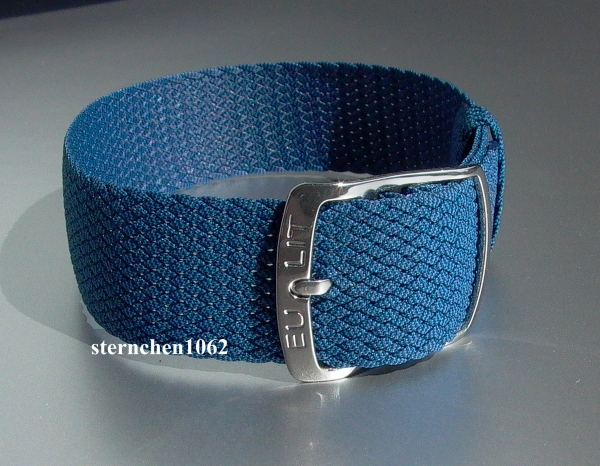 Eulit * Perlon * Pull Strap Watch Band * crystal * blue * 12 mm