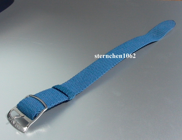 Eulit * Perlon * Durchzugsband Uhrenarmband * Kristall * blau * 12 mm