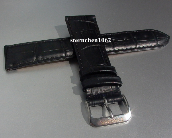 Davosa * watch strap * croco-print  optics * black * 20 mm