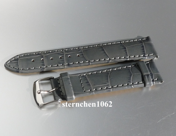 Barington * Lederband für Uhren * Uhrenarmband * Kroko - Print * grau * 12 mm