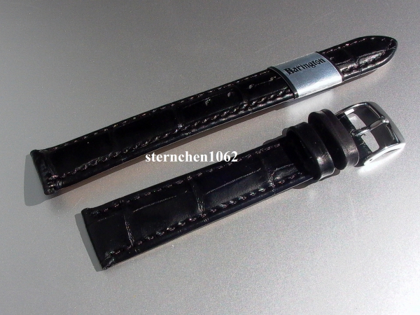 Barington * Leather watch strap * Croco - Optics * black * 16 mm XL