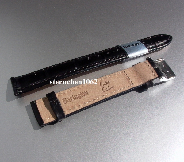 Barington * Lederband für Uhren * Uhrenarmband * Kroko - Print * schwarz * 16 mm XL