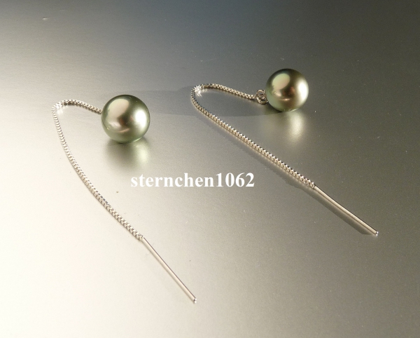 Zeitlose Ohrhänger * 925 Silber * Tahiti - Perle * 10 mm