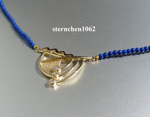 Gemstone Necklaces * Lapis Lazuli * Zirconia * 925 Silver * 375 Gold