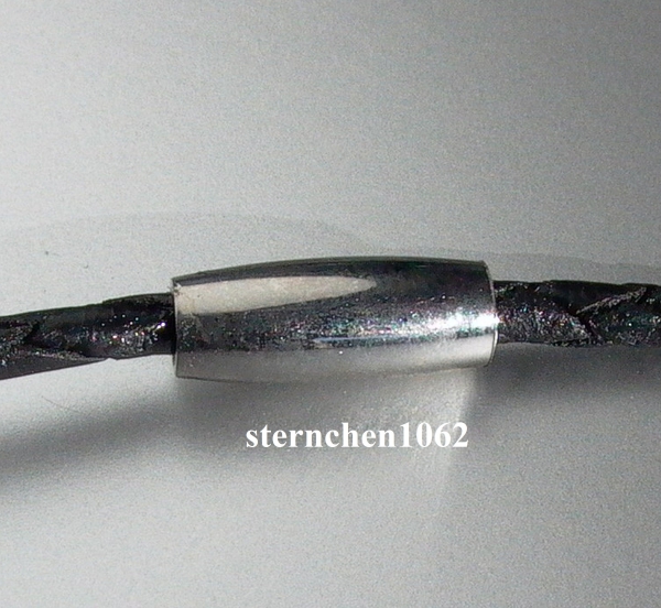 Halsreif * Leder * Magnetverschluss oval * Stahl * 42 cm