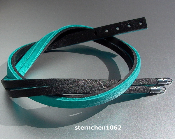 Trollbeads * Leather Bracelet, Cyan/Key * 45 cm *