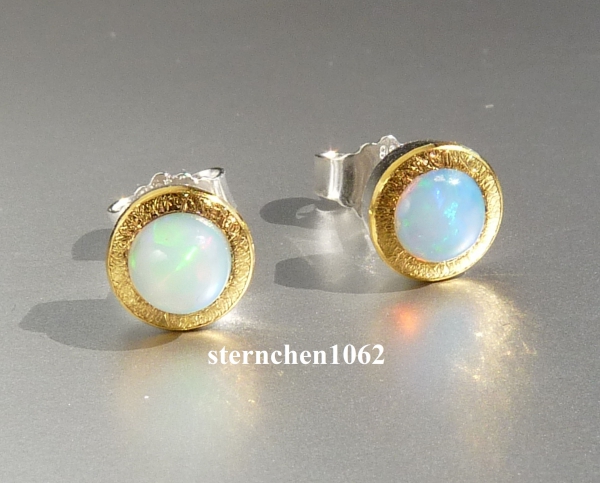 Earring * 925 Silver * 24 ct Gold * Opal