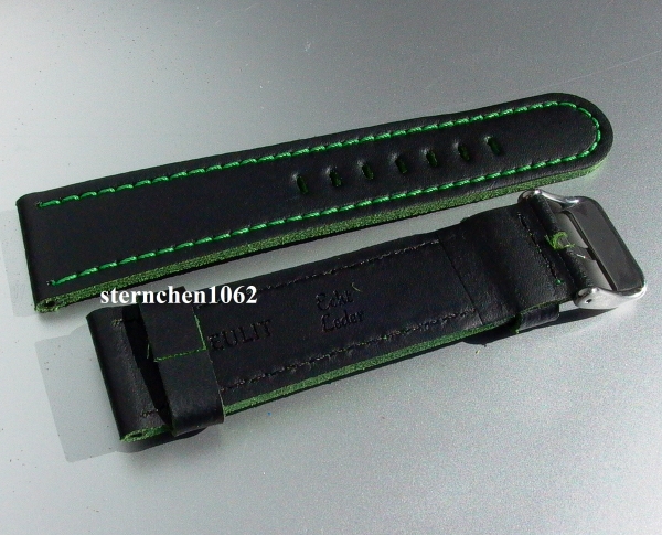 Eulit * Leather watch strap * Olymp * black / green * 26 mm