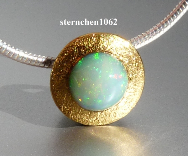 Necklace with Opal pendeant * 925 Silver * 24 ct Gold