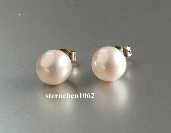 Ear studs * freshwater pearls 8-8.5 mm * 925 silver * platinum plated