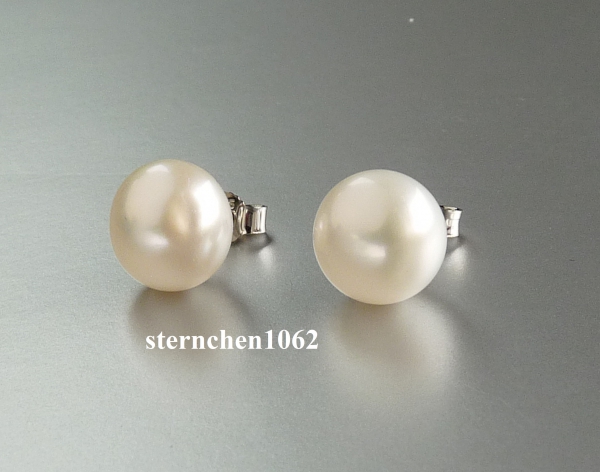 Ear studs * freshwater pearls white 10-11 mm * 925 silver * platinum plated