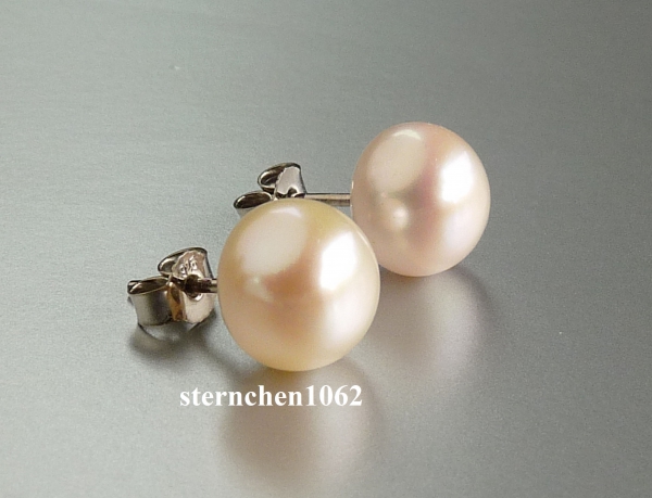 Ear studs * freshwater pearls pink 10-11 mm * 925 silver * platinum plated